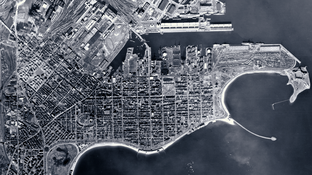 Aerial map of historic South Boston neighborhood