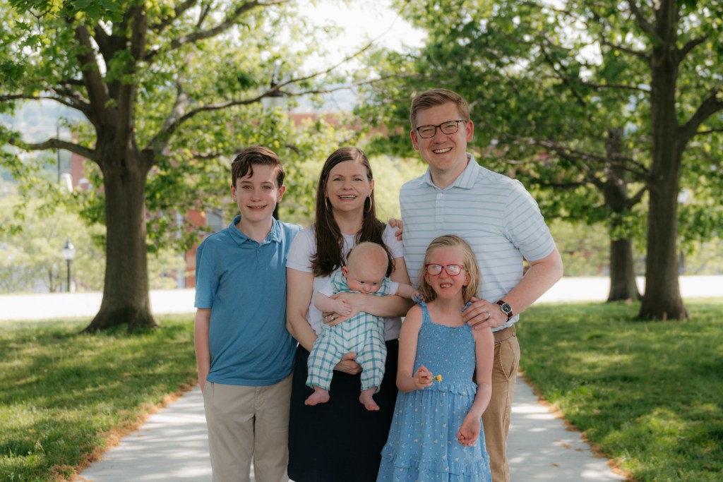 Our pastor and his family: Robert, Sigourney, Quentin, Sarah Joy, and Isaac.